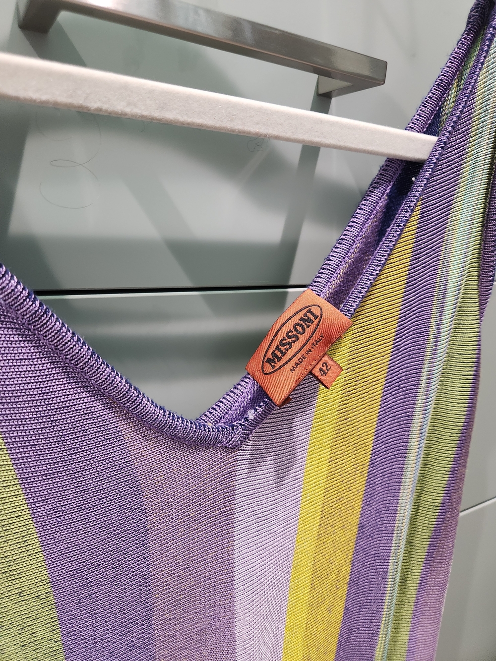 Vintage 2004 Missoni Striped V-Neck Knit Tank in Purple and Yellow - Picture 2 of 4